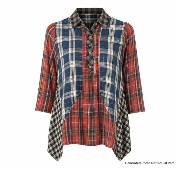 ivy jane Tops - Patchwork Plaid Button Top Flannel Western Boho Shirt Coastal Cowgirl small